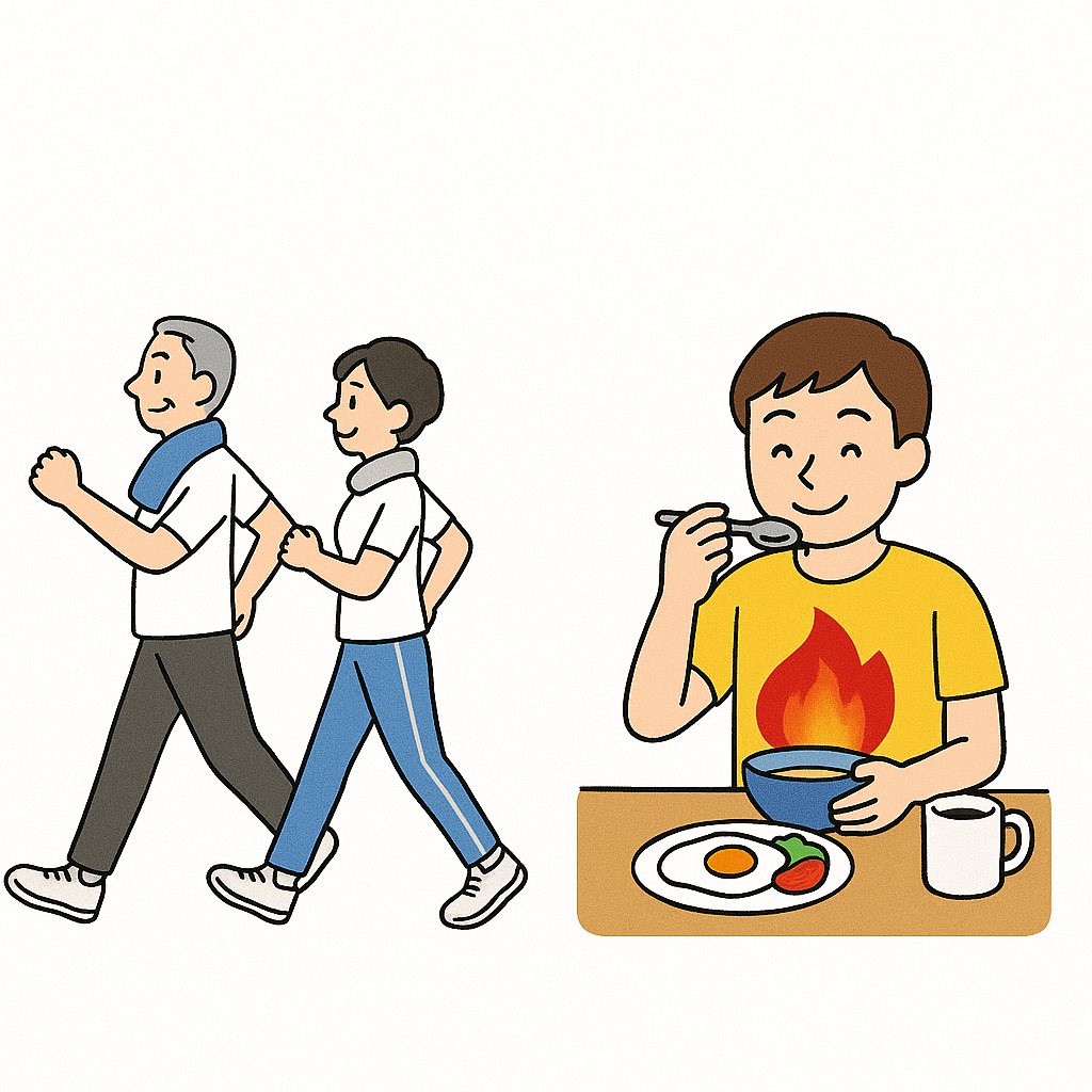 運動後の食事中に脂肪燃焼